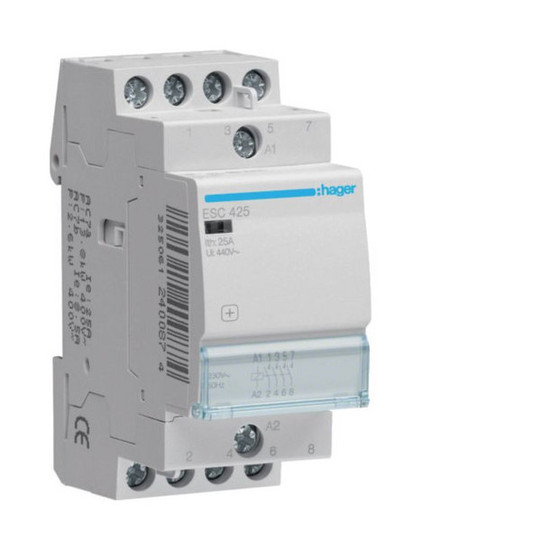 Hager ESC425 Installationsschütz 25A 4 Schließer 230V