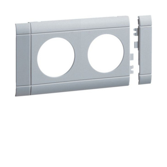 Hager GB08020LAN Blende 2-fach Steckdose zu Oberteil 80mm anreihbar halogenfrei alu