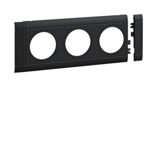 Hager GB080309011 Blende 3-fach Steckdose zu Oberteil 80mm anreihbar halogenfrei graphitschwarz