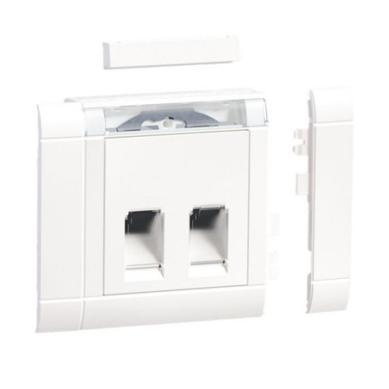 Hager GSETDM1029016 Geräteeinbauset 2-fach RJ45 für Type 10 frontrastend verkehrsweiß