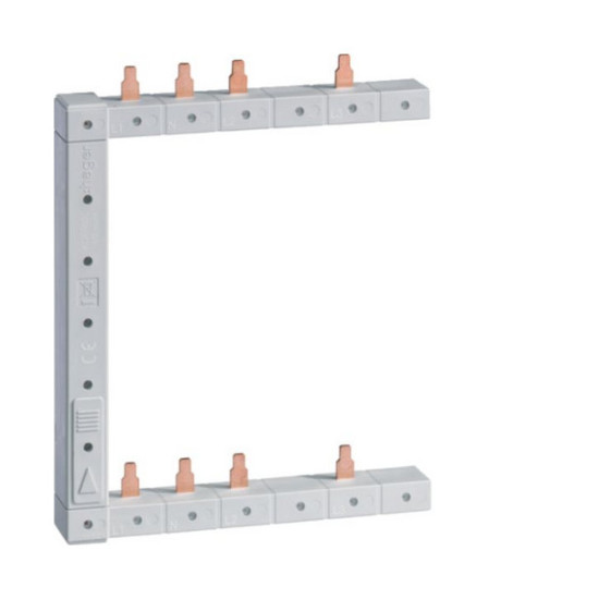 Hager KCF563L Phasenschiene senkrecht 63A links L1N-L2N-L3N zu L1N-L2N-L3N 125mm 2-reihig