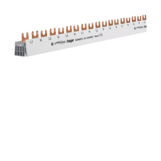 Hager KDN451E Phasenschiene 3 poligN mit Gabelanschluss 16mm² 80A 54 Module