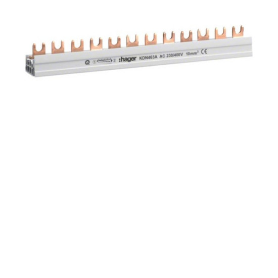Hager KDN463A Phasenschiene 4 polig mit Gabelanschluss 10mm² 63A 12 Module