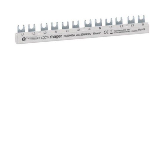 Hager KDS463A Phasenschiene 12 Module 63A L1L2L3N-L1L2L3N-L1L2L3N QuickBusbar