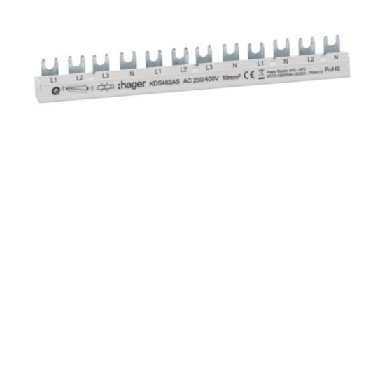 Hager KDS463AS Phasenschiene 12 Module 63A L1L2L3N-L1L2L3N-L1N-L2N QuickBusbar
