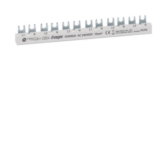 Hager KDS563A Phasenschiene 12 Module 63A L1N-L2N-L3N-L1N-L2N-L3N QuickBusbar