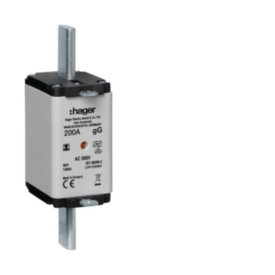 Hager LNH1200MK NH-Sicherungseinsatz NH1 gG 500V 200A  Kombi-Melder mit isolierter Grifflasche