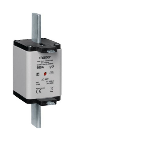 Hager LNH3160MK NH-Sicherungseinsatz NH3C gG 500V 160A Kombi-Melder mit isolierter Grifflasche