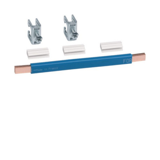 Hager N75B CU-Schiene, univers Z, 180x9x6mm, 35mm²blau, lamelliert, mit 2xKlemmen bis 35mm²