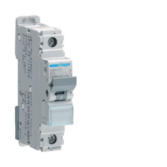Hager NBN125 Leitungsschutzschalter 1 polig 10kA/15kA B-25A 1M