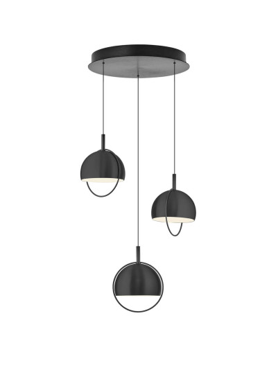 Hell Hoop LED Pendelleuchte 3-fach Warmweiß Dimmbar 60-180cm >90Ra Schwarz 20715/3-06