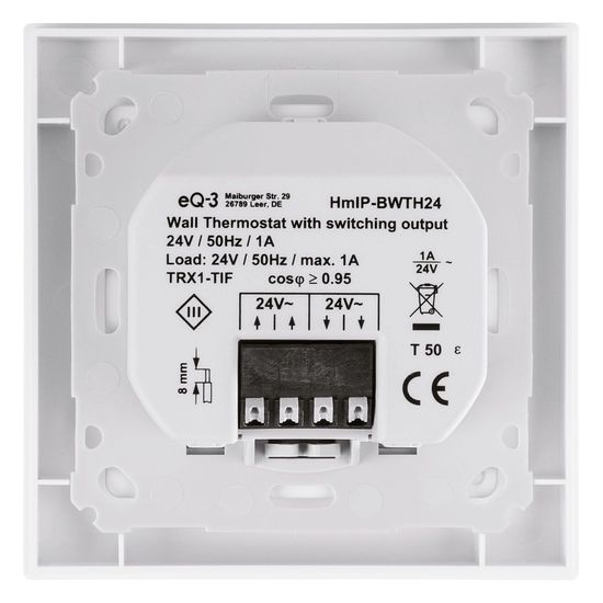 Homematic IP Wandthermostat mit Schaltausgang - für Markenschalter, 24 Volt HmIP-BWTH24 150697A0