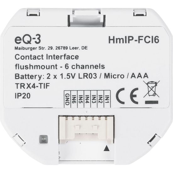 Homematic IP Kontakt-Schnittstelle Unterputz - 6-fach HmIP-FCI6 153501A0