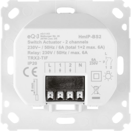 Homematic IP Schaltaktor für Markenschalter - 2-fach HmIP-BS2 156757A0