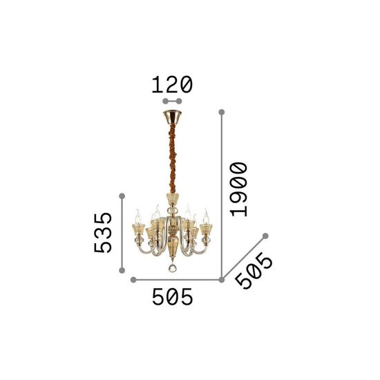 Ideal Lux STRAUSS Pendelleuchte E14 6-fach ⌀505mm dimmbar Gold 140605