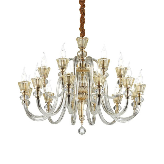 Ideal Lux STRAUSS Pendelleuchte E14 18-fach ⌀850mm dimmbar Gold 140629