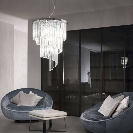 Ideal Lux CARLTON Pendelleuchte E14 12-fach ⌀500mm dimmbar Chrom 166247