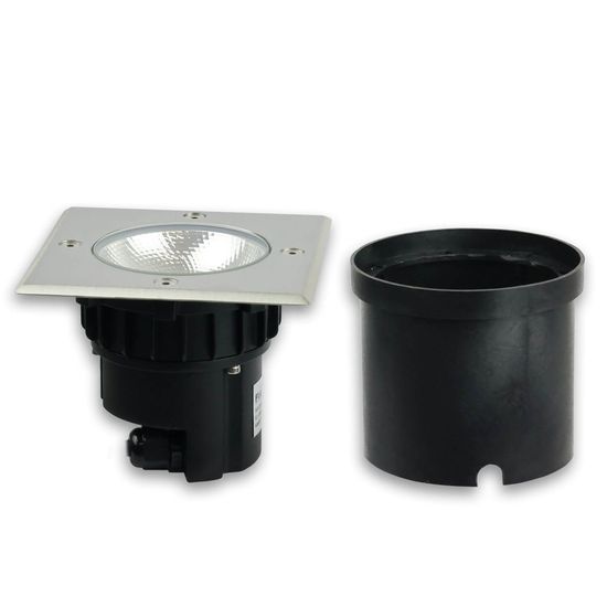 ISOLED LED Bodeneinbaustrahler, quadr. Edelstahl, IP67, 7W COB, 90°, warmweiß