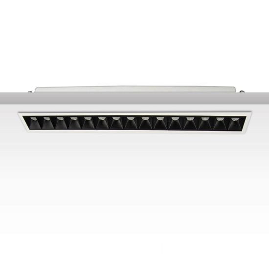 ISOLED LED Einbauleuchte Raster Line weiß/schwarz , dimmbar, 30W, warmweiß