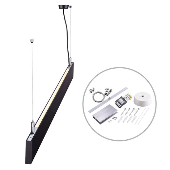ISOLED LED Hängeleuchte Linear Up+Down 1200, 40W, prismatisch, linear- u. 90° verbindbar, schwarz, warmweiß
