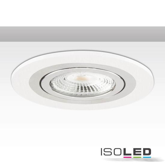 ISOLED Einbaurahmen rund, Lochausschnitt 80mm, weiß + Alu gebürstet, für GU10/MR16 Spots