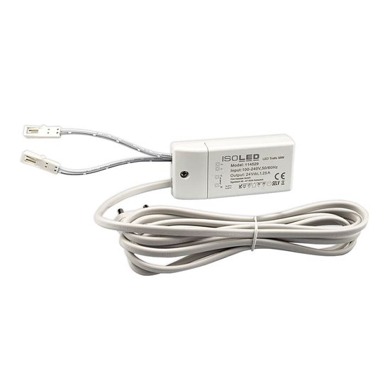 ISOLED LED Trafo MiniAMP 24V/DC, 0-30W, 200cm Kabel mit Flachstecker, sekundär 2 female Buchsen