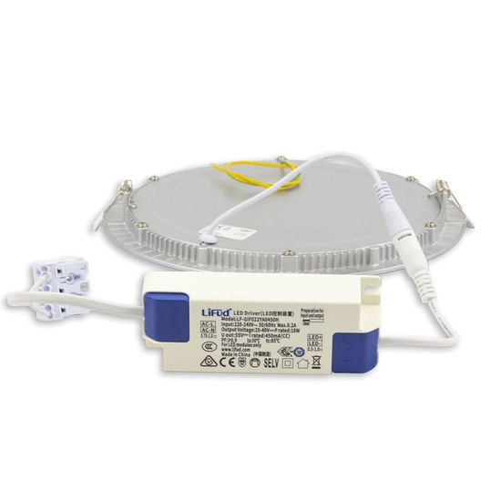 ISOLED LED Downlight, 18W, rund, ultraflach, silber, neutralweiß