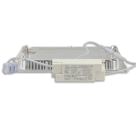 ISOLED LED Downlight, 15W, eckig, ultraflach, silber, neutralweiß, dimmbar