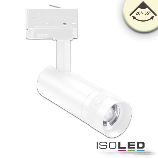ISOLED 3-PH Schienen-Strahler fokussierbar, 8W, 20°-55°, weiß matt, 3000K