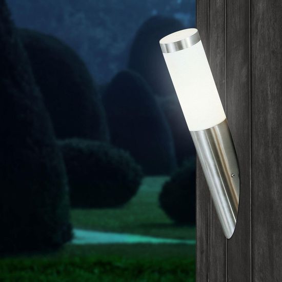 ISOLED Wandleuchte Edelstahl, IP44, warmweiß, inkl. E27 LED Leuchtmittel 9W