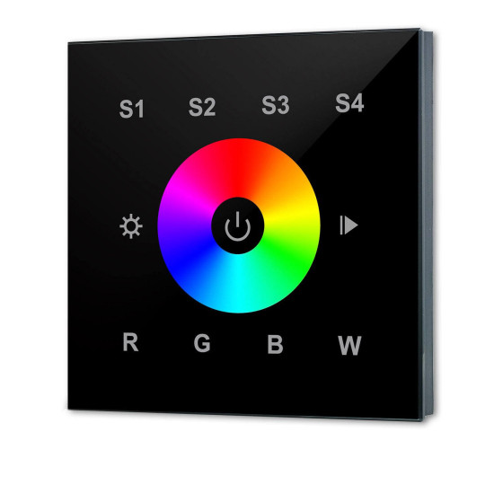 ISOLED DALI DT8 RGB+W 1 Gruppe Einbau-Touch Master-Controller, schwarz, 100-240V AC oder DALI-Bus Spannung