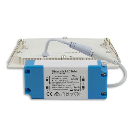 ISOLED LED Downlight, 9W, eckig, ultraflach, blendungsreduziert, weiß, warmweiß, dimmbar CRI90