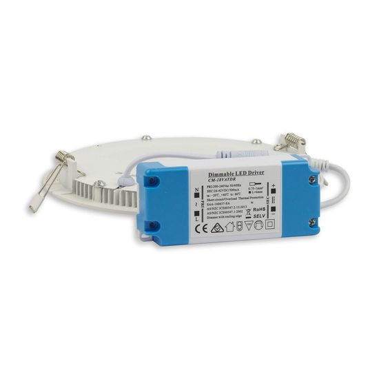 ISOLED LED Downlight, 12W, rund, ultraflach, blendungsreduziert, schwarz, warmweiß, dimmbar CRI90