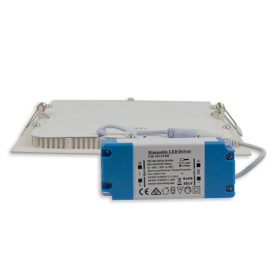 ISOLED LED Downlight, 15W, eckig, ultraflach, blendungsreduziert, weiß, neutralweiß, dimmbar CRI90