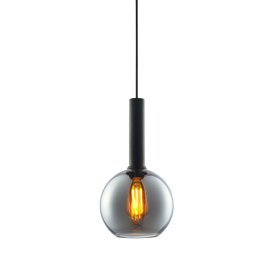 ISOLED Pendelleuchte, black round Glas, E27, 20cm, 50-300cm, exkl. Baldachin