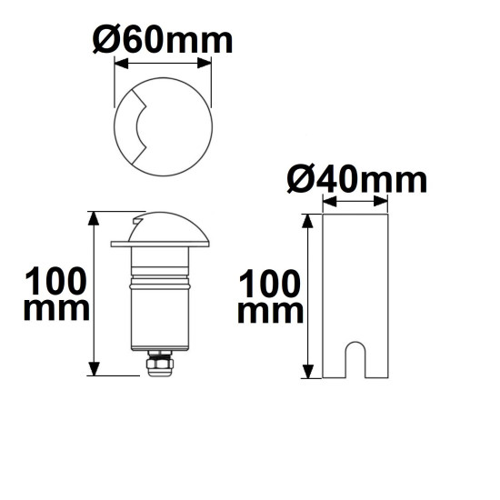 ISOLED LED Bodeneinbaustrahler, rund 1SIDE 60mm, schwarz, 12-24V, IP67, 3W, 60°, warmweiß