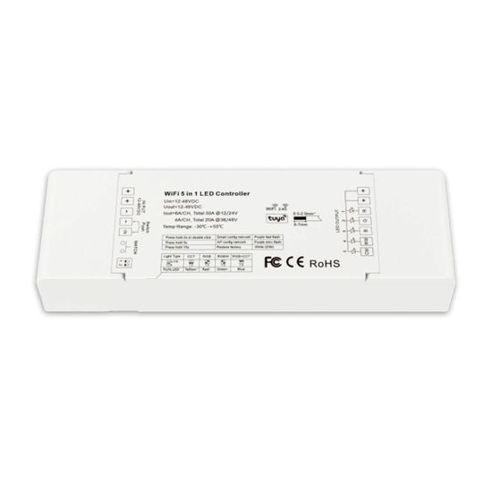ISOLED Sys-Pro + Zigbee 3.0 Push/Funk 1-5 Kanal Multi-PWM-Dimmer, 12-24V DC 5x6A, 36-48V DC 5x4A