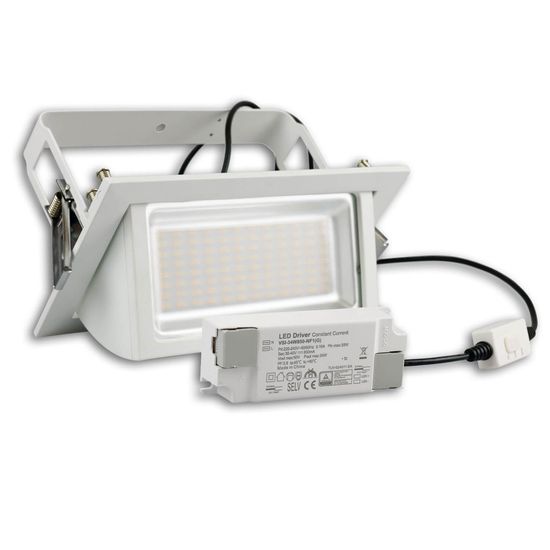 ISOLED LED Shop-Downlight Box, 32W, ausschwenkbar, weiß, Colorswitch, dimmbar