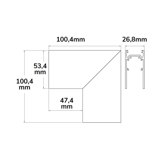 ISOLED Track48 Eckschiene 90° vertikal für Aufbauschiene, schwarz, nicht stromführend