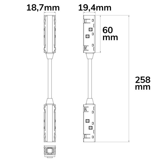 ISOLED Track48 Linear-Verbinder flexibel, 180° biegbar, stromführend, max. 6A, 4-polig