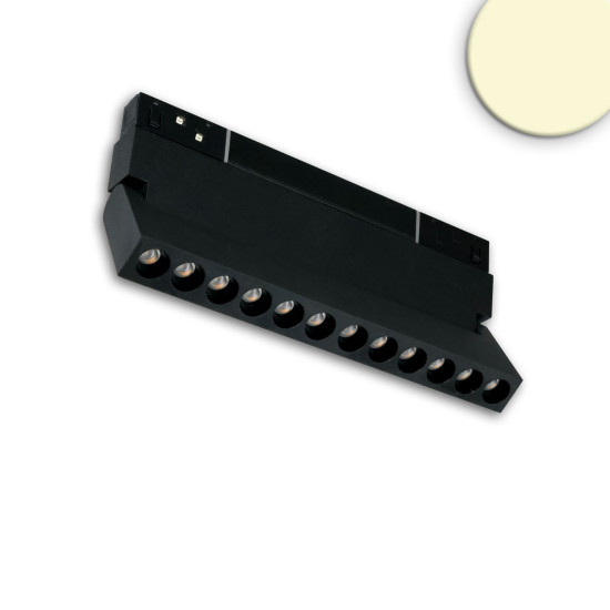 ISOLED Track48 Raster-Schienen-Strahler 22cm schwarz, 12W, 36°, UGR<19, 48V DC, 3000K, CRI90, DALI dimmbar