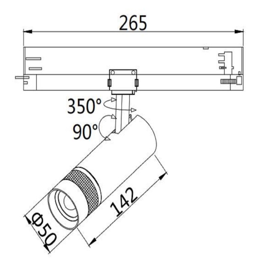 ISOLED 3-Phasen Schienen-Strahler fokussierbar, 12W, 20°-55°, schwarz matt, 4000K, DALI dimmbar