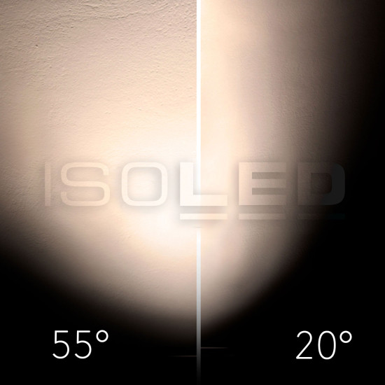 ISOLED 3-Phasen Schienen-Strahler fokussierbar, 24W, 20°-55°, weiß matt, 3000K, DALI dimmbar