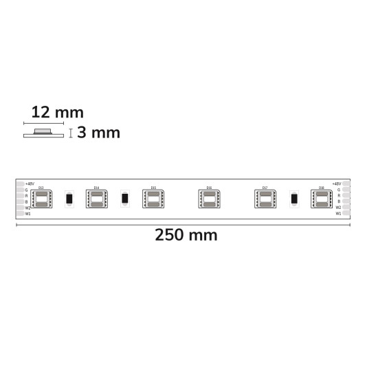ISOLED LED SIL RGB+WW+KW CCT Flexband, 48V DC, 17W, IP20, 5in1 Chip, 10m Rolle, 60 LED/m
