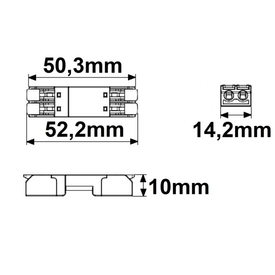 ISOLED Durchgangs-Steckverbinder 2-polig, 0,5-2,5mm², max. 250V/10A