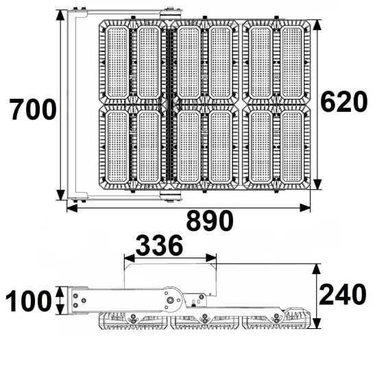 ISOLED LED Flutlicht 1.350W, 130x25° asymmetrisch, variabel, DALI dimmbar, warmweiß, IP66