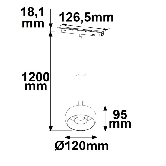 ISOLED Track48 Hängeleuchte Circle 8W, 45°, 48V DC, schwarz, 3000K, DALI dimmbar