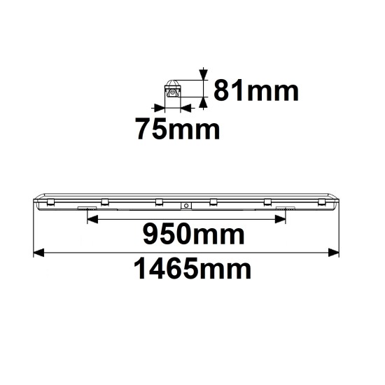 ISOLED LED Feuchtwannenleuchte SL 150cm, IP66, PowerSwitch 36-57W, 140lm/W, 4000K, DALI dimmbar