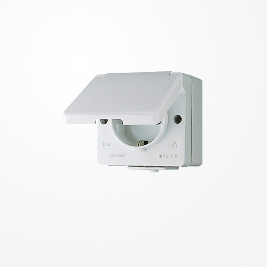 Jung 620WX SCHUKO-Steckdose, 16 A 250 V ~, mit Hohlboden zur Durchverdrahtung, IP 44, WG 600