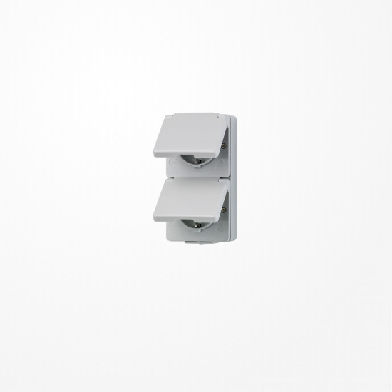 Jung 622W SCHUKO-Zweifach-Steckdose 250 V ~, Schraubklemmen, senkrecht, IP 44, WG 600
